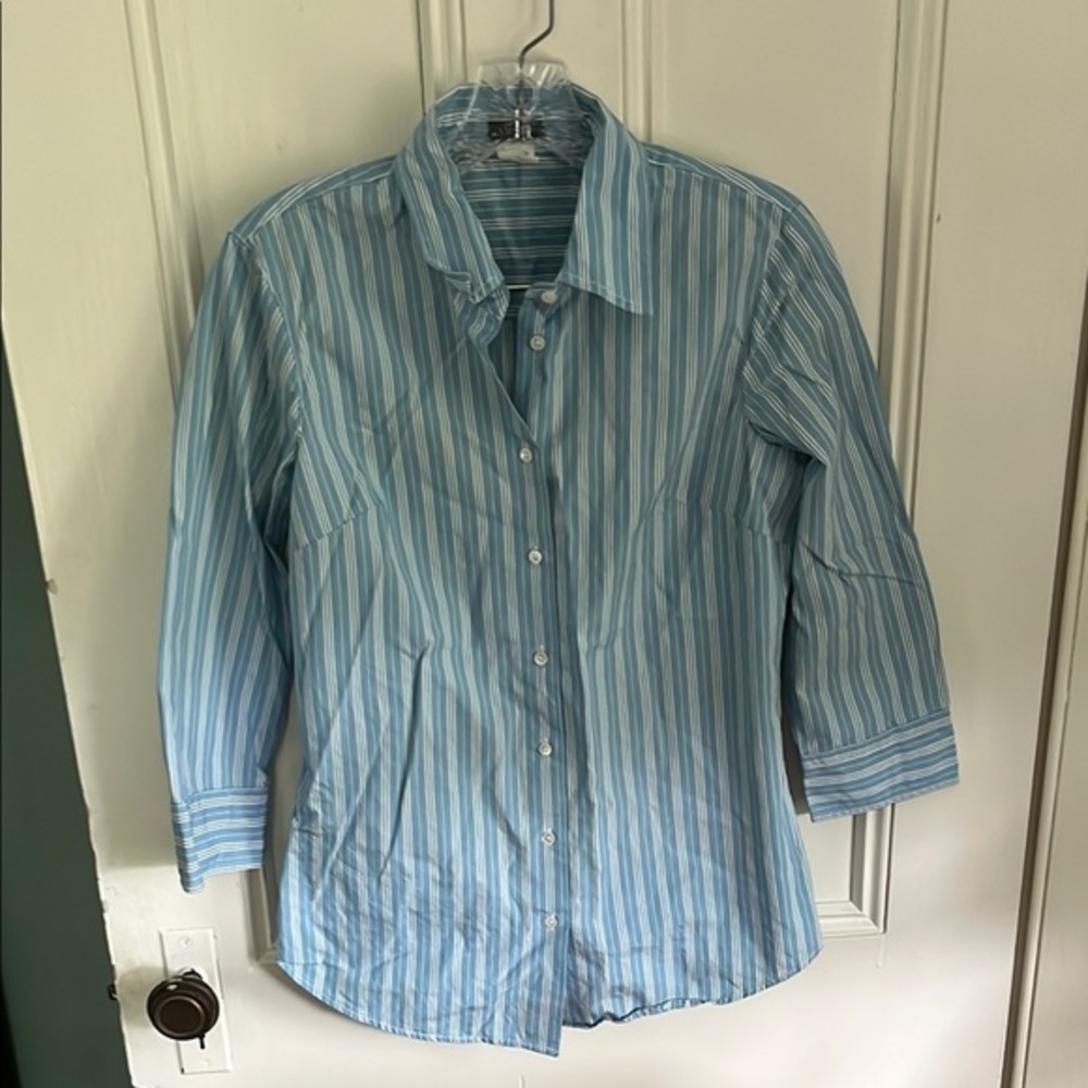 J. Crew Blue and White Striped Shirt